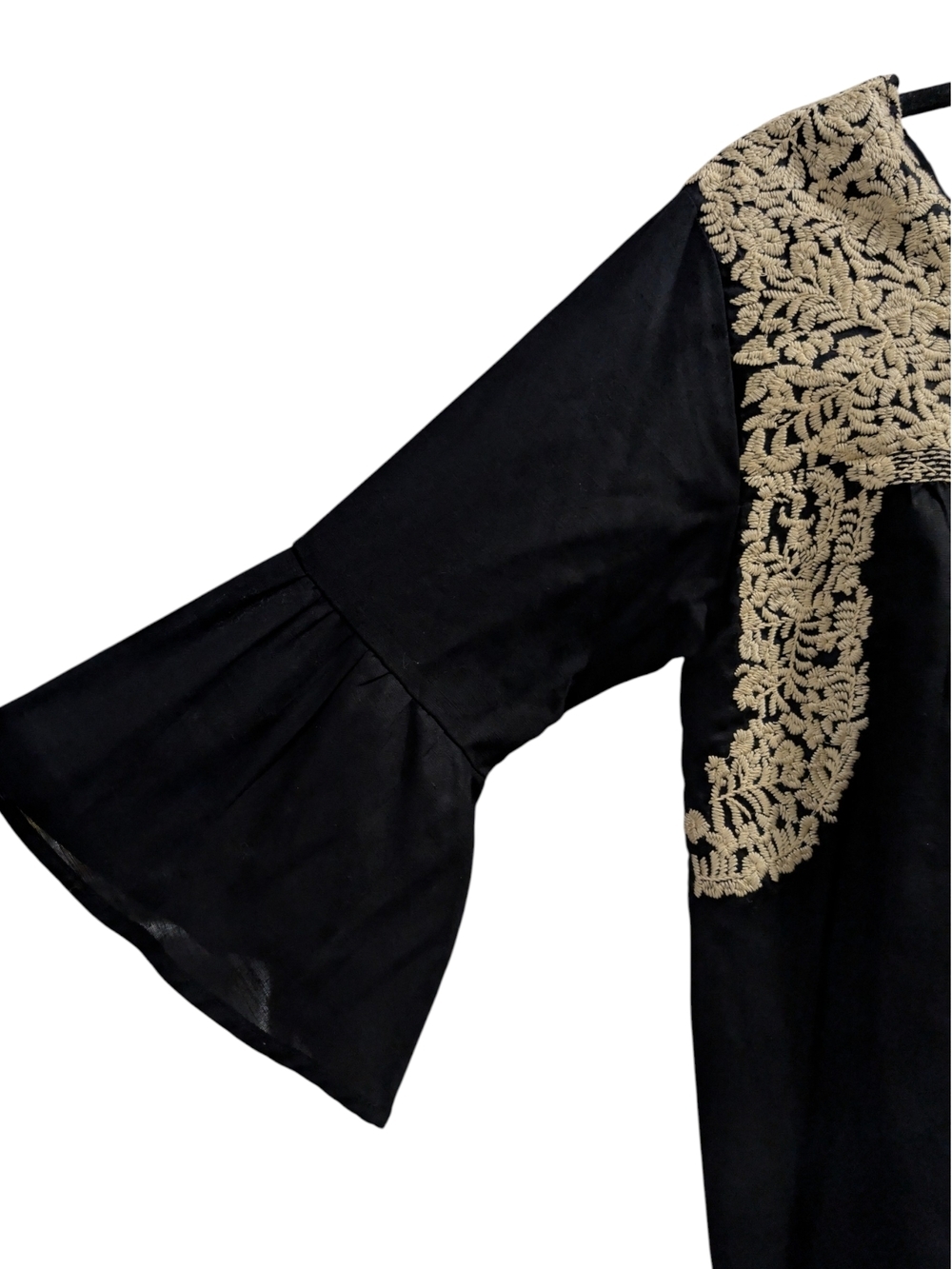 j. Marie The Amanda Black/Cream Embroidered Bell-Sleeve Peasant Blouse - Picture 6 of 11